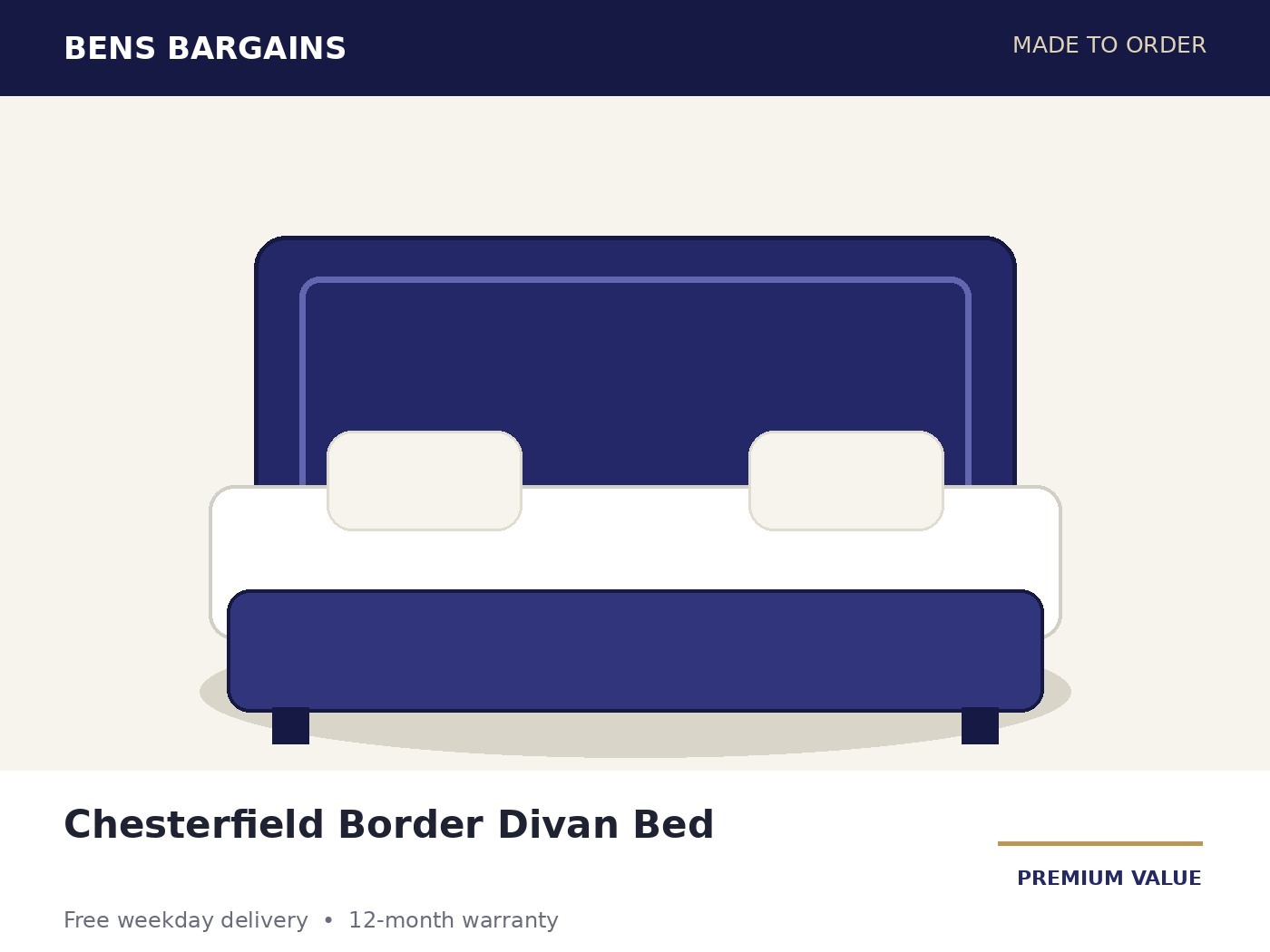 Chesterfield Border Divan Bed – Hybrid Mattress Included