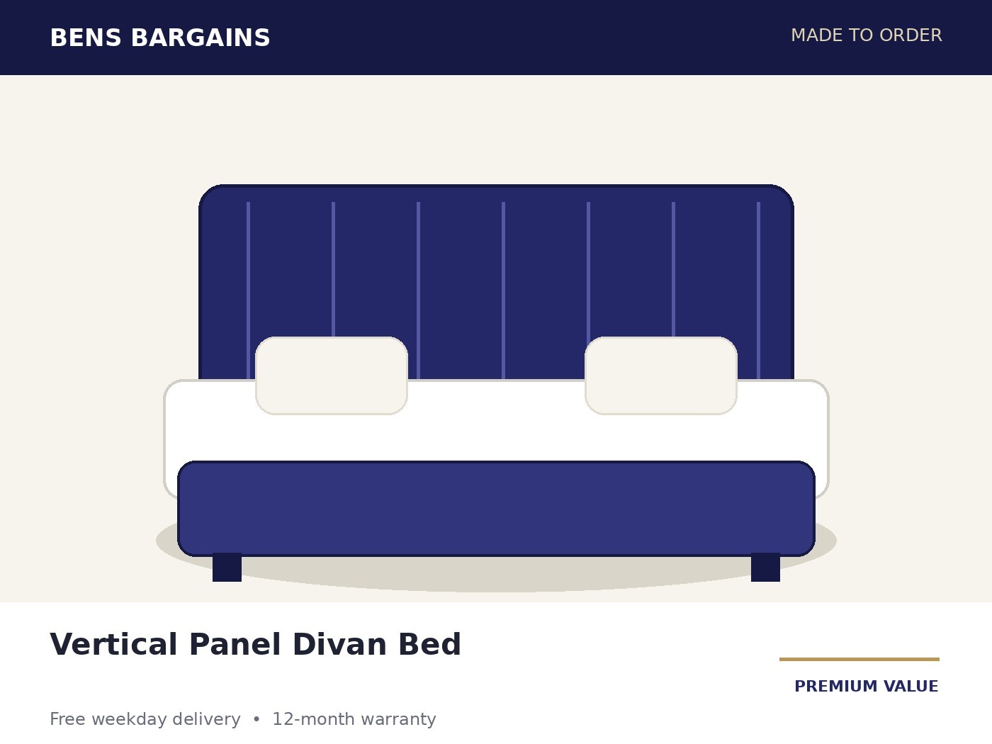 Vertical Panel Divan Bed – Hybrid Mattress Included